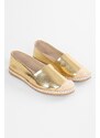 Shoeberry Women's Melany Gold Shiny Daily Espadrilles