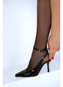 Soho Women's Black Patent Leather Classic Heeled Shoes 18997