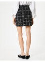 Koton Mini Tweed Skirt Slit Detail High Waist
