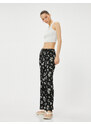 Koton Floral Wide Leg Trousers Tie Waist High Waist Comfortable Fit