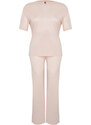 Trendyol Curve Powder Crew Neck 3-Piece Knitted Pajamas Set