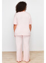 Trendyol Curve Powder Crew Neck 3-Piece Knitted Pajamas Set