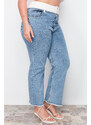 Trendyol Curve Light Blue Waist Belt Detail Straight Fit Jeans