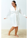 Trendyol Curve White Satin Belted Woven Bridal Dressing Gown