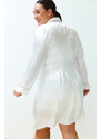 Trendyol Curve White Satin Belted Woven Bridal Dressing Gown