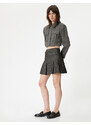 Koton Pleated Mini Skirt A-Line Belt Detailed Zippered