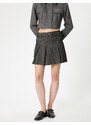 Koton Pleated Mini Skirt A-Line Belt Detailed Zippered