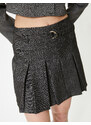 Koton Pleated Mini Skirt A-Line Belt Detailed Zippered