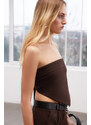 Trendyol Limited Edition Brown Strapless Woven Blouse