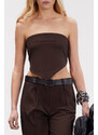 Trendyol Limited Edition Brown Strapless Woven Blouse