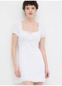 Šaty lněné Hollister Co. bílá barva, mini