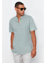 Trendyol Mint Slim Fit Classic Collar Short Sleeve Knitted Pique Summer Shirt