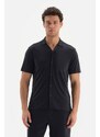 Dagi Navy Blue Cupra Short Sleeve Modal Shirt