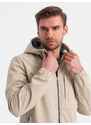 Ombre Clothing Pánská bunda SOFTSHELL s fleecovým středem - sand V4 OM-JANP-0137