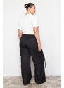 Trendyol Curve černé tkané kalhoty se širokými nohavicemi padákem