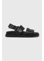 Kožené sandály Tommy Hilfiger ELEVATED TH BUCKLE LTH SANDAL pánské, černá barva, FM0FM05007