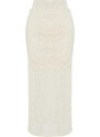 Trendyol Stone Midi Lined Openwork/Perforated Knitwear Skirt