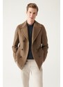 Avva Men's Mink Double Breasted Collar Woolen Cachet Comfort Fit Relaxed Cut Coat