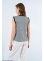 Laluvia Black-Bone Bias Striped Vest