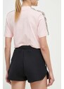 Kraťasy Guess KIARA dámské, černá barva, s aplikací, high waist, V4GD16 FL04P