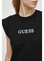 Bavlněné šaty Guess ATHENA černá barva, mini, oversize, V4GK05 KC641