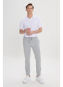 AC&Co / Altınyıldız Classics Men's Gray Slim Fit Casual Cut Jogger Pants with Tie Waist Side Pockets.