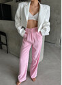 Laluvia Pink Premium High Waist Palazzo Trousers