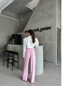 Laluvia Pink Premium High Waist Palazzo Trousers