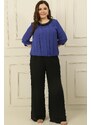 By Saygı Elastic Lined Palazzo Plus Size Chiffon Trousers