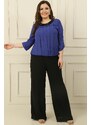 By Saygı Elastic Lined Palazzo Plus Size Chiffon Trousers