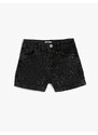 Koton Mini Denim Shorts Stone Printed Pocket Cotton