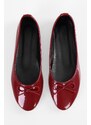 Shoeberry Women's Baily Burgundy Patent Leather Bow Daily Flats