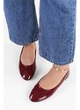 Shoeberry Women's Baily Burgundy Patent Leather Bow Daily Flats