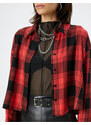 Koton Lumberjack Shirt with Crop Buttons Classic Collar Viscose