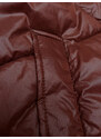 Sublevel Tmavě rudá prošívaná dámská bunda pro přechodné období s kapucí (21300)