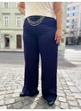 MAT FASHION SATÉNOVÉ KALHOTY NILA NAVY PLUS SIZE