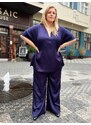 MAT FASHION SATÉNOVÉ KALHOTY NILA NAVY PLUS SIZE