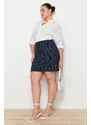 Trendyol Curve Navy Blue Striped Mini Woven Skirt