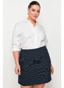 Trendyol Curve Navy Blue Striped Mini Woven Skirt