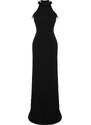 Trendyol Black Body-Sitting Woven Shiny Jewelled Long Evening Dress