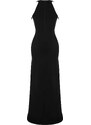 Trendyol Black Body-Sitting Woven Shiny Jewelled Long Evening Dress