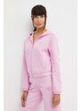 Mikina Guess KIARA dámská, růžová barva, s kapucí, aplikací, V4GQ15 FL04P
