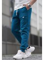 Madmext Petrol Blue Cargo Pocket Basic Sweatpants 6527