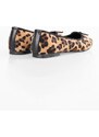 Shoeberry Women's Baily Leopard Patterned Bow Daily Flats