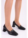 Shoeberry Women's Wolfe Black Skin Casual Heel Shoes