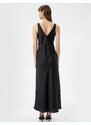 Koton Evening Dress in Satin Long Deep V-Neck, Thick Straps.