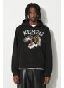 Bavlněná mikina Kenzo Tiger Varsity Slim Hoodie pánská, černá barva, s kapucí, s aplikací, FE55SW1864MF.99J