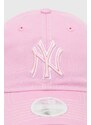 Bavlněná baseballová čepice New Era 9Forty New York Yankees růžová barva, s aplikací, 60434987