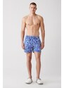 Avva Men's Blue Quick Dry Geometric Printed Standard Size Swimwear with Special Box, Seafood