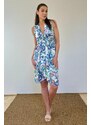 Sophia Bohemia Letní zavinovací šaty Safari mandaly modrá